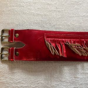 Wonder woman Red metalic leather fringe belt